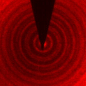 Diffraction of helium atoms through polycrystalline graphene leads to diffraction rings.